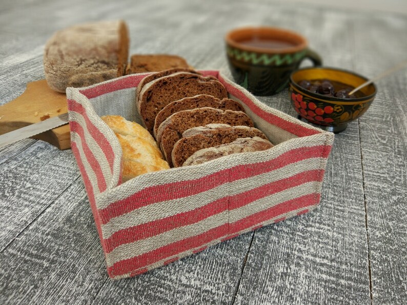 Small bread basket linen basket fabric basket. Etsy
