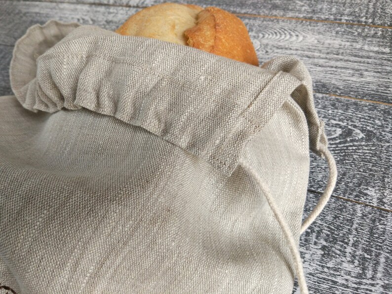 Linen embroidered bread bag 12 x 16. Etsy
