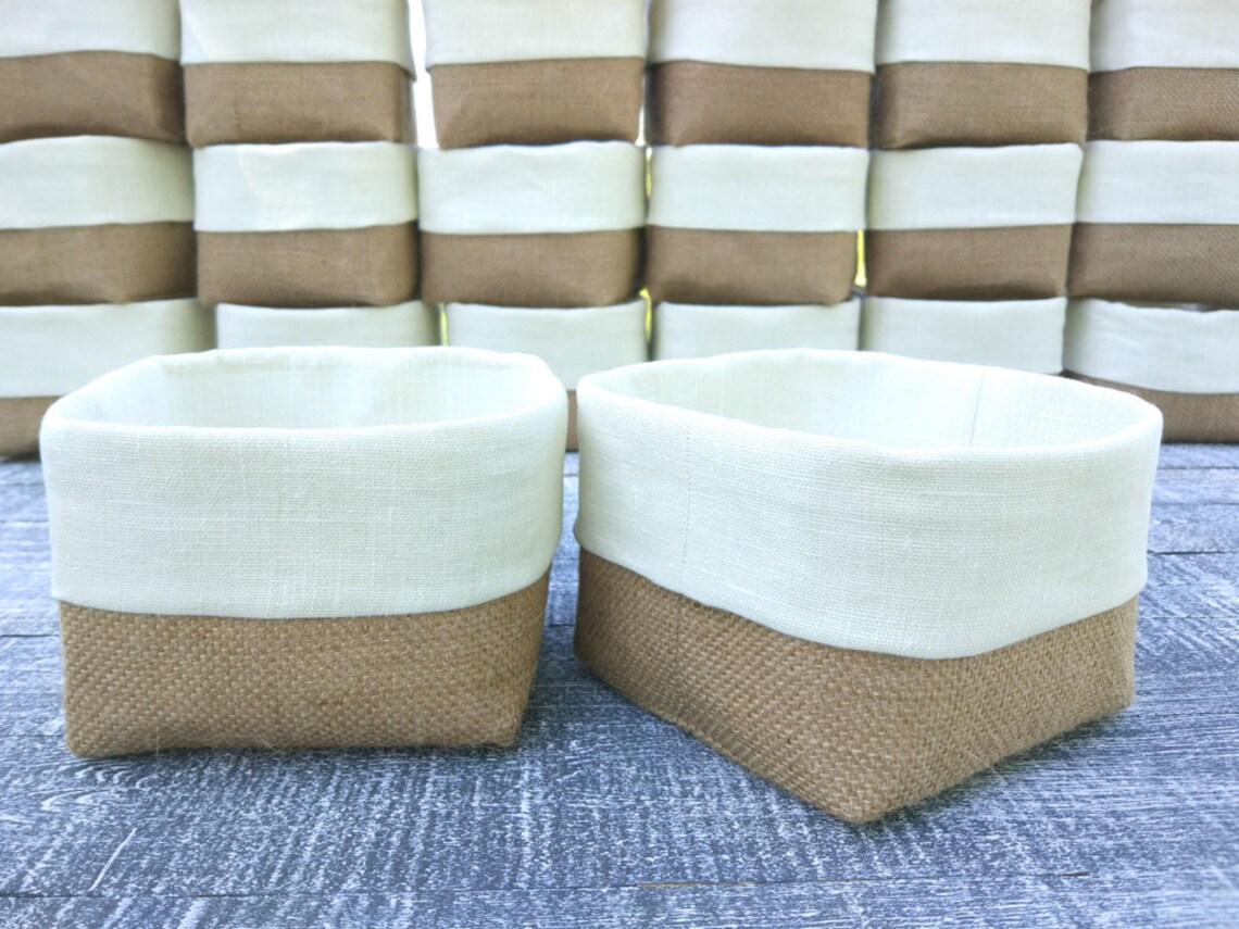 Linen Square Basket Fabric Bread Basket. Etsy