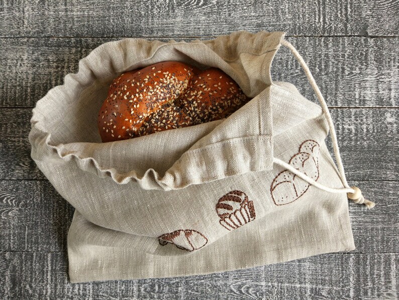Reusable linen bread bag 12 x 12. Etsy