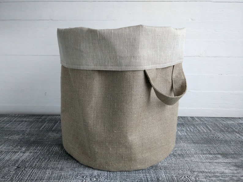Grey fabric laundry basket Large toy storage basket. Etsy