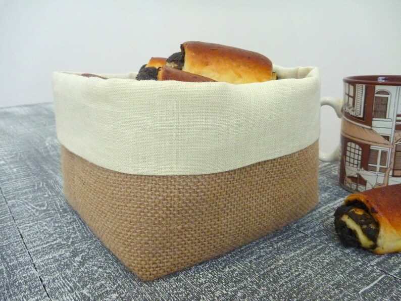 Linen bread basket Fabric bread basket Serving basket Etsy