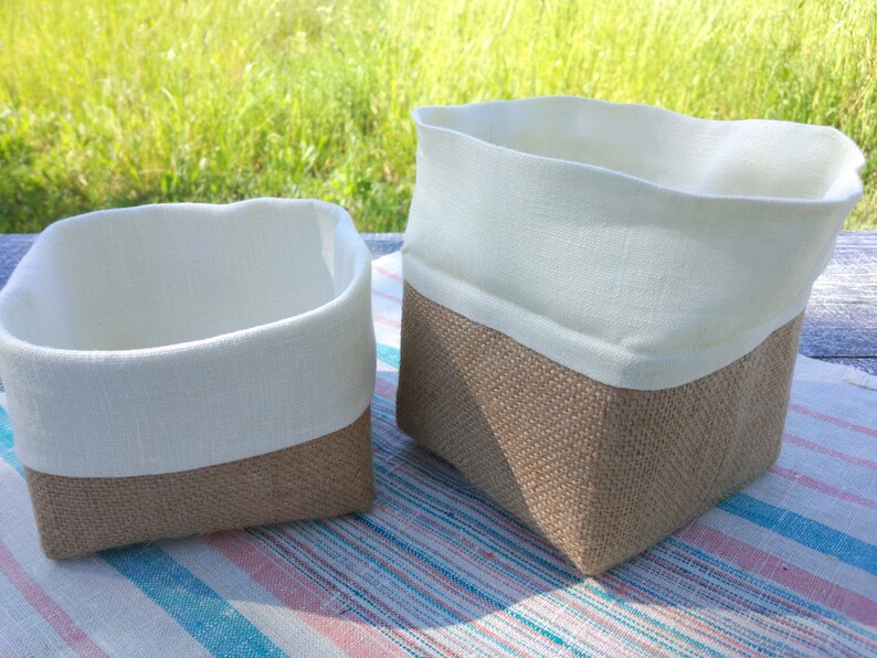 Linen square basket fabric bread basket. Etsy