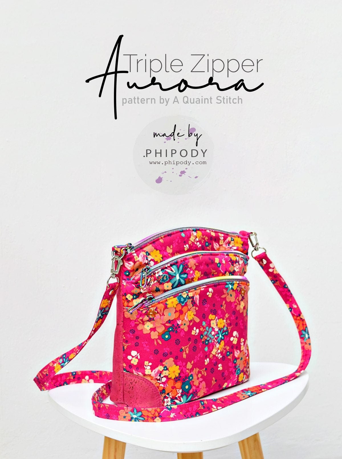 Aurora Triple Zip Crossbody Bag Sewing Pattern (PDF Pattern)