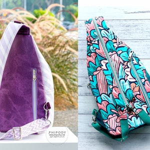 Wayfarer Sling Backpack A Quaint Stitch PDF Sewing Pattern, AQS Patterns, Unisex Sling Backpack Pattern, Crossbody bag image 6