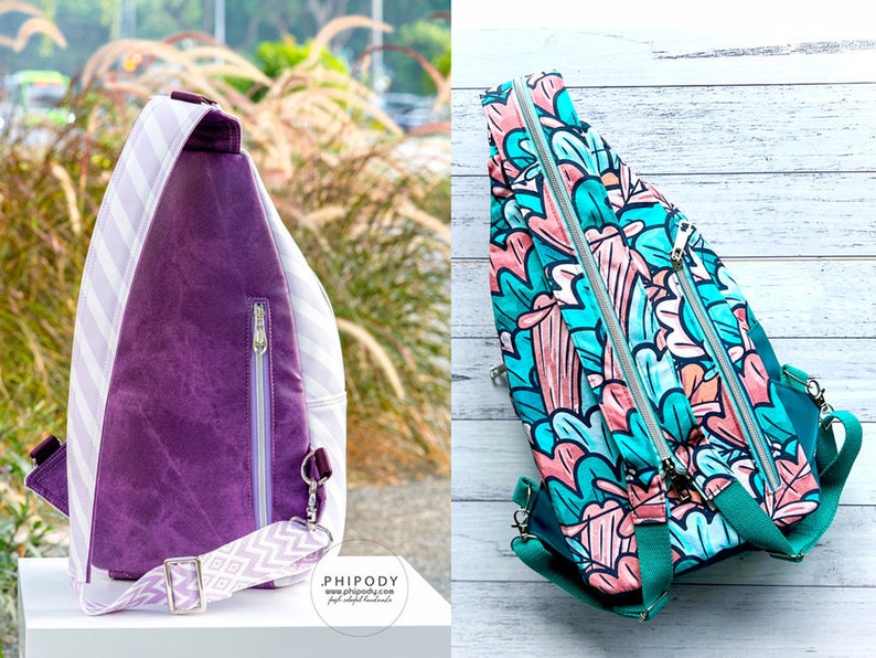 Wayfarer Sling Backpack A Quaint Stitch PDF Sewing Pattern, AQS Patterns, Unisex Sling Backpack Pattern, Crossbody bag image 6