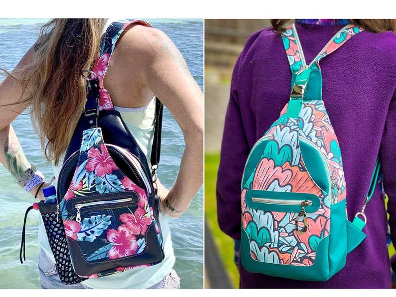 Wayfarer Sling Backpack A Quaint Stitch PDF Sewing Pattern, AQS Patterns, Unisex Sling Backpack Pattern, Crossbody bag image 1