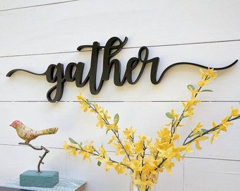 Gather Sign up to 42", color options, Gather word cutout, 1/2" thick wooden letters gather sign, Gather cutout