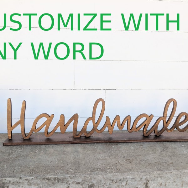Recortes de palabras con base, letras de madera personalizadas con base, letrero de madera personalizado, letrero de apellido, producto independiente