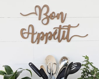 Bon Appétit Wood Cutout Sign: Kitchen Wall Decor
