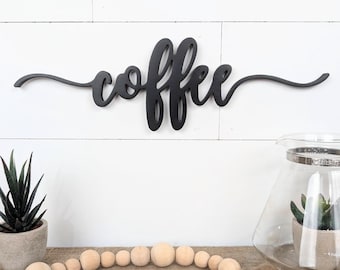 Coffee Wood Cutout Sign: Home Coffee Bar Decor