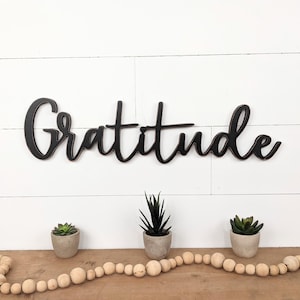Placa de gratidão | Letras de madeira | Placa de parede de gratidão | Frase de gratidão | Placa de agradecimento
