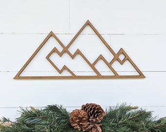 Geometric Mountains wall hanging | Geometric woodland theme mountain decor| Mountain range wall decor available in 4 sizes