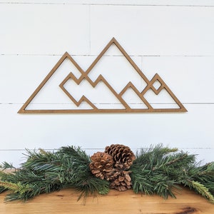 Geometric Mountains wall hanging | Geometric woodland theme mountain decor| Mountain range wall decor available in 4 sizes