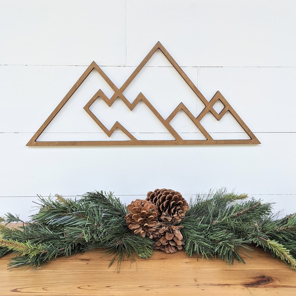 Geometric Mountain Wall Hanging, Birch Plywood Nursery Decor