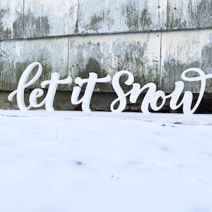 Cartello &quot;Let It Snow&quot;: decorazione invernale in legno di betulla