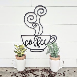 Painted Wood Coffee Sign: Coffee Bar Wall Decor