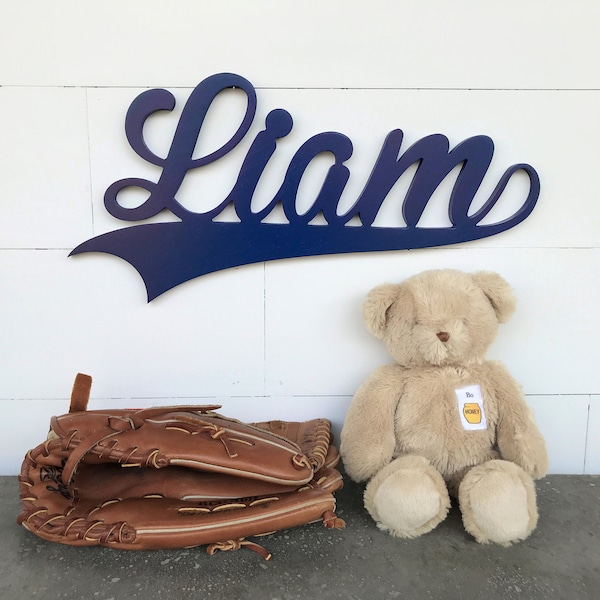Baseball Name Sign: Custom Wood Cutout, Sports Nursery Decor