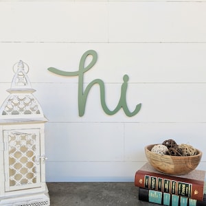 hi sign, hi word cutout for entryway, welcome wall decor,  1/2&quot; thick wooden letters &quot;hi&quot;