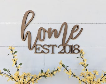 Home Established Sign, Home word cutout, 1/2" thick wooden letters home established sign, home cutout
