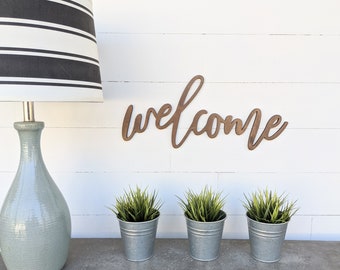 Welcome Sign, Welcome word cutout, 1/2" thick wooden letters welcome sign, Welcome cutout