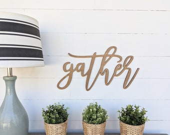 Gather Sign, Gather word cutout, 1/2" thick wooden letters gather sign, Gather cutout