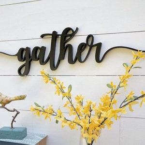 Gather Sign up to 42", color options, Gather word cutout, 1/2" thick wooden letters gather sign, Gather cutout