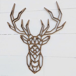 Geometric Deer Wall Hanging: Birch Plywood Rustic Decor