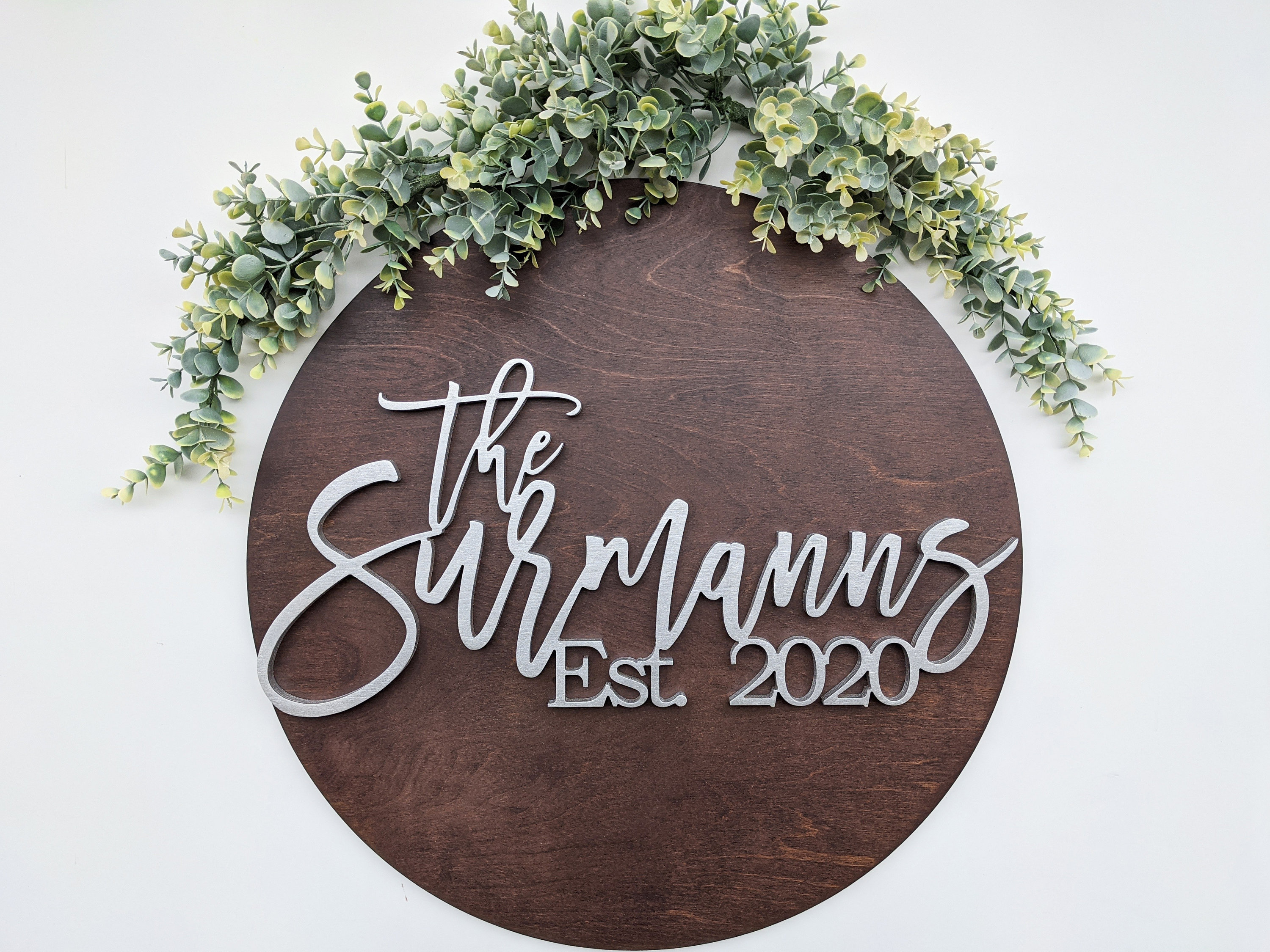 Custom Round Wedding Gift Sign | Circular Wedding Sign with Est date | Wedding Sign | Anniversary Gift | Wedding Shower Gift