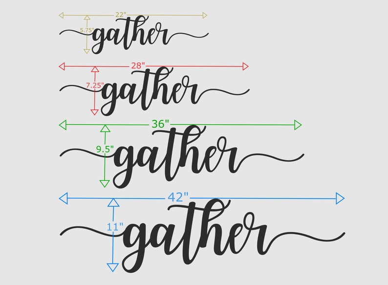 Gather Sign up to 42, color options, Gather word cutout, 1/2 thick wooden letters gather sign, Gather cutout image 4