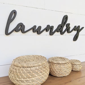 Laundry Word Cutout Wooden Letters Sign Wall Hanging Room Decor Housewarming Gift