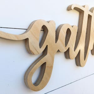 Gather Sign up to 42, color options, Gather word cutout, 1/2 thick wooden letters gather sign, Gather cutout image 3