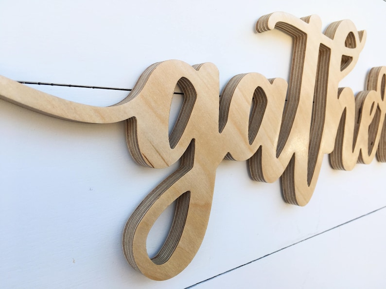 Gather Sign up to 42, color options, Gather word cutout, 1/2 thick wooden letters gather sign, Gather cutout image 3