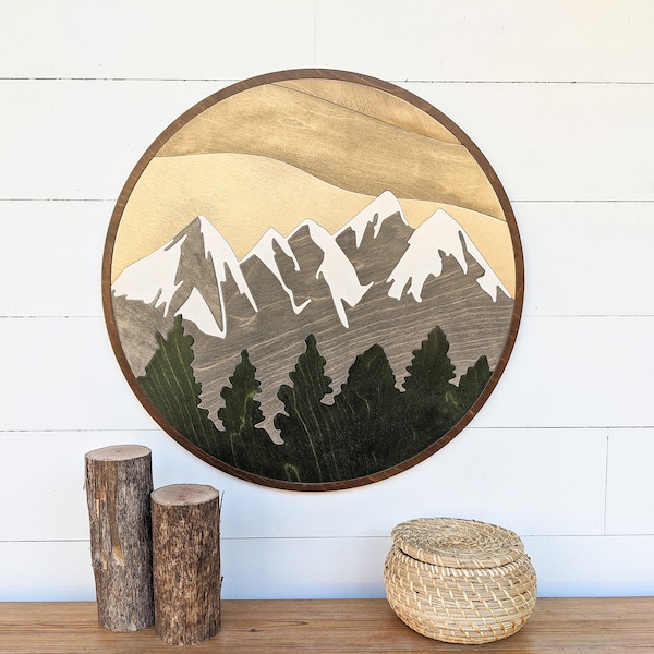 Mountain Wood Art Etsy
