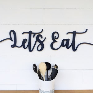 Let&#39;s Eat Wooden Word Cutout: Kitchen Wall Decor
