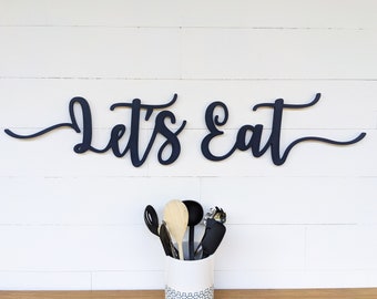 Let&#39;s Eat Wooden Word Cutout: Kitchen Wall Decor