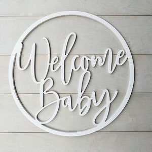 Welcome Baby Wooden Sign Baby Announcement Sign Hospital Baby Door Hanger Welcome Baby Sign image 8