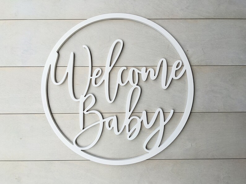 Welcome Baby Wooden Sign Baby Announcement Sign Hospital Baby Door Hanger Welcome Baby Sign image 8