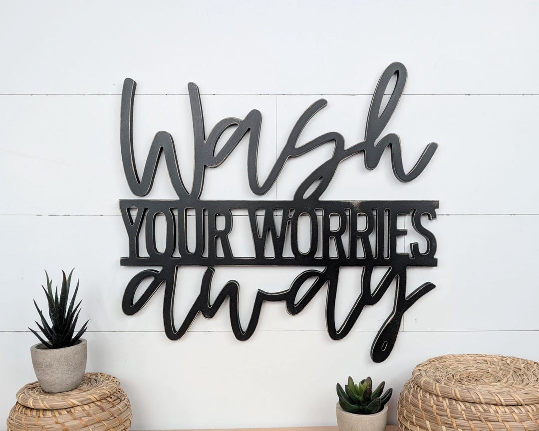 Wash Your Worries Away Sign: Wooden Laundry Room Wall Decor - Etsy