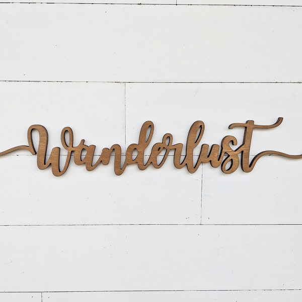 Wanderlust Zeichen, Farboptionen, Wanderlust Wort Ausschnitt, Boho Zeichen, Boho-Wand-Dekor