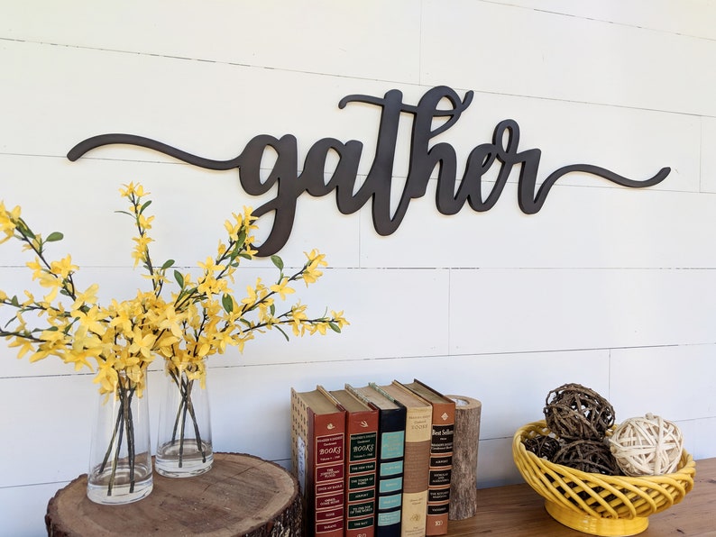 Gather Sign up to 42, color options, Gather word cutout, 1/2 thick wooden letters gather sign, Gather cutout image 2