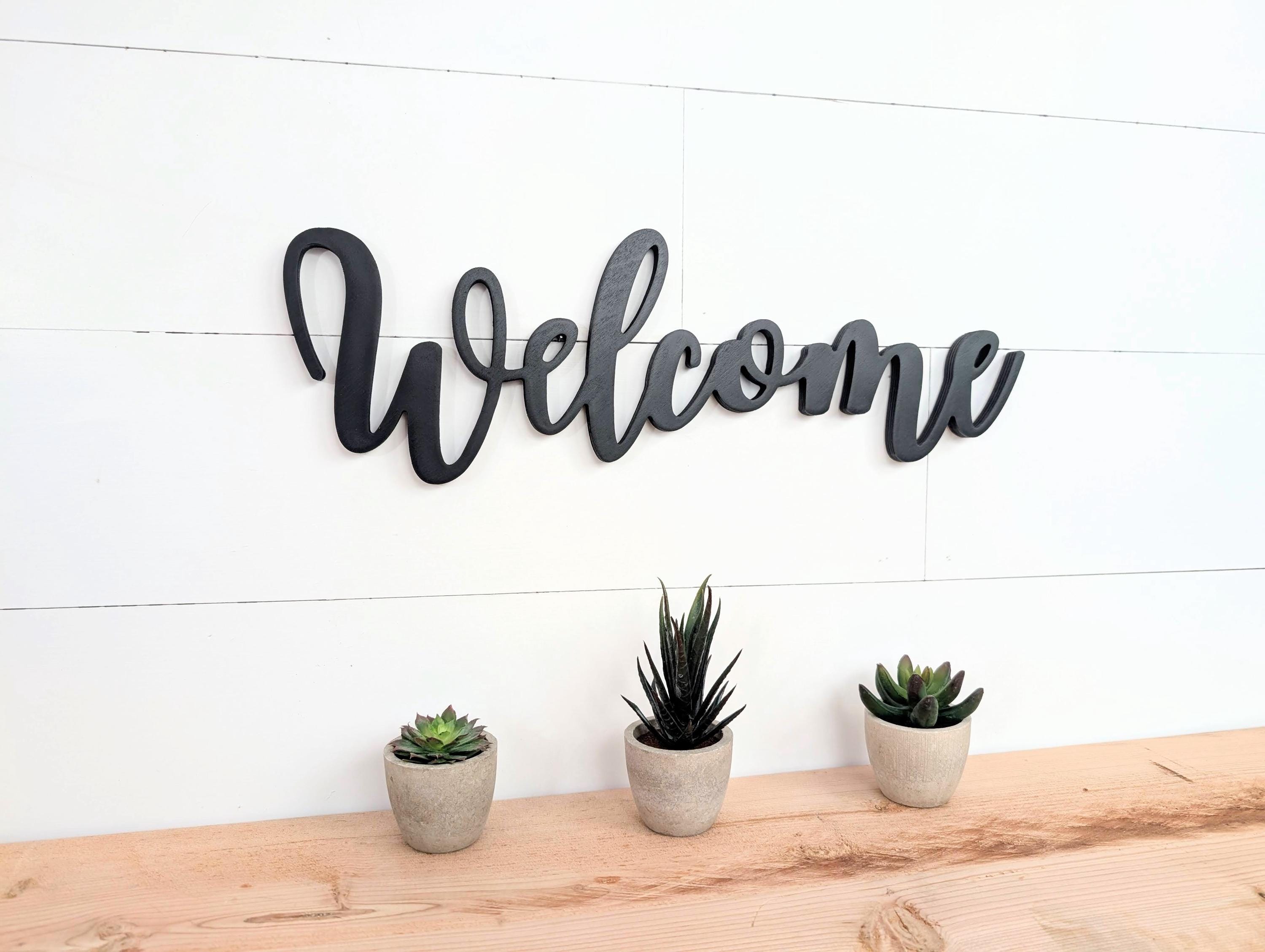 Welcome Word Cutout | Wooden Letters | Welcome Sign | - Etsy