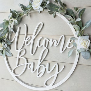 Welcome Baby Wooden Sign Baby Announcement Sign Hospital Baby Door Hanger Welcome Baby Sign image 7