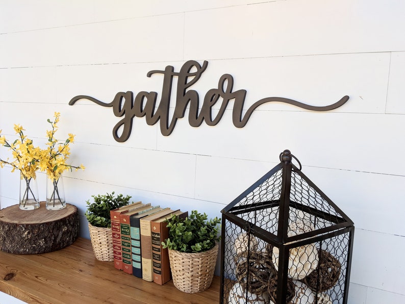 Gather Sign up to 42, color options, Gather word cutout, 1/2 thick wooden letters gather sign, Gather cutout image 9