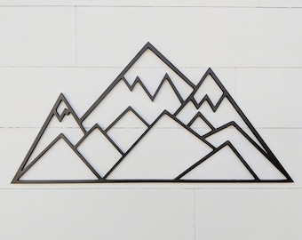 Geometrische Berge Wandbehang | Geometrisches Waldthema Bergdekor | Abenteuer Kinderzimmer