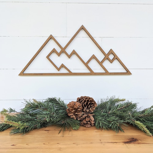 Suspension murale géométrique montagne, décoration de chambre de bébé contreplaqué de bouleau