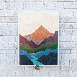 Abstract Mountain Wood Art | Layered Mountains Wall Art | Abstract Wood Art | Wooden Mountain Wall Decor