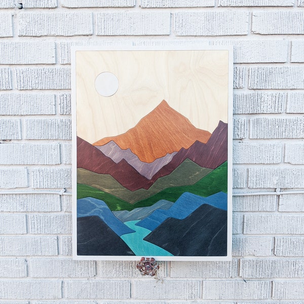Mountain Wood Art Etsy