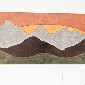 Wood Mountain Sunset Wall Art: 5-Color Montage