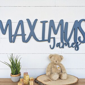 Baby boy or girl Nursery sign, Baby name cutout, boys name sign, girls name sign, kids room decor, above crib name sign image 2